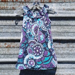 Bold Colored Floral Print Runched Halter Top Boho Blouse